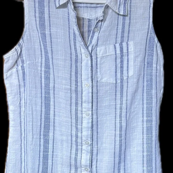 Cotton Summer Shirt, Sleeveless Striped Shirt - Picture 3 of 3